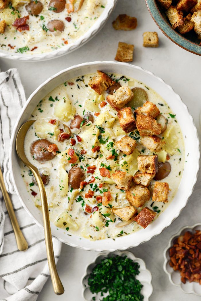 Fish Chowder with Old Bay Croutons