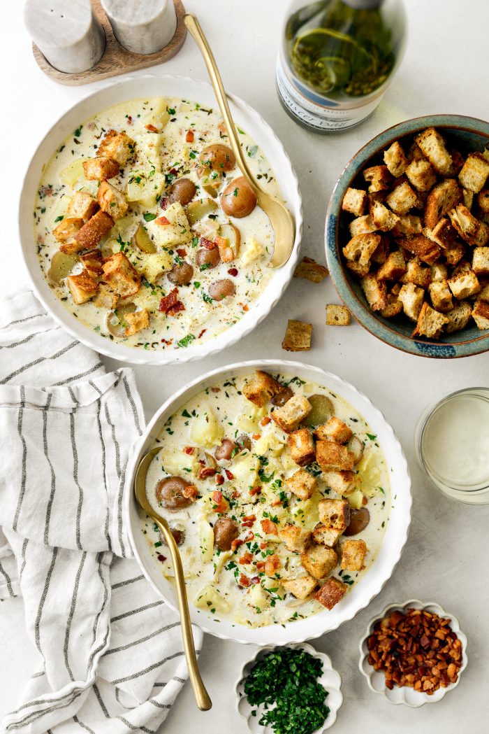Fish Chowder with Old Bay Croutons