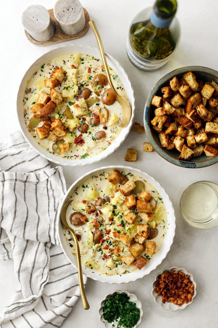 Fish Chowder with Old Bay Croutons