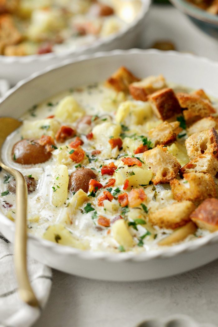 Fish Chowder with Old Bay Croutons