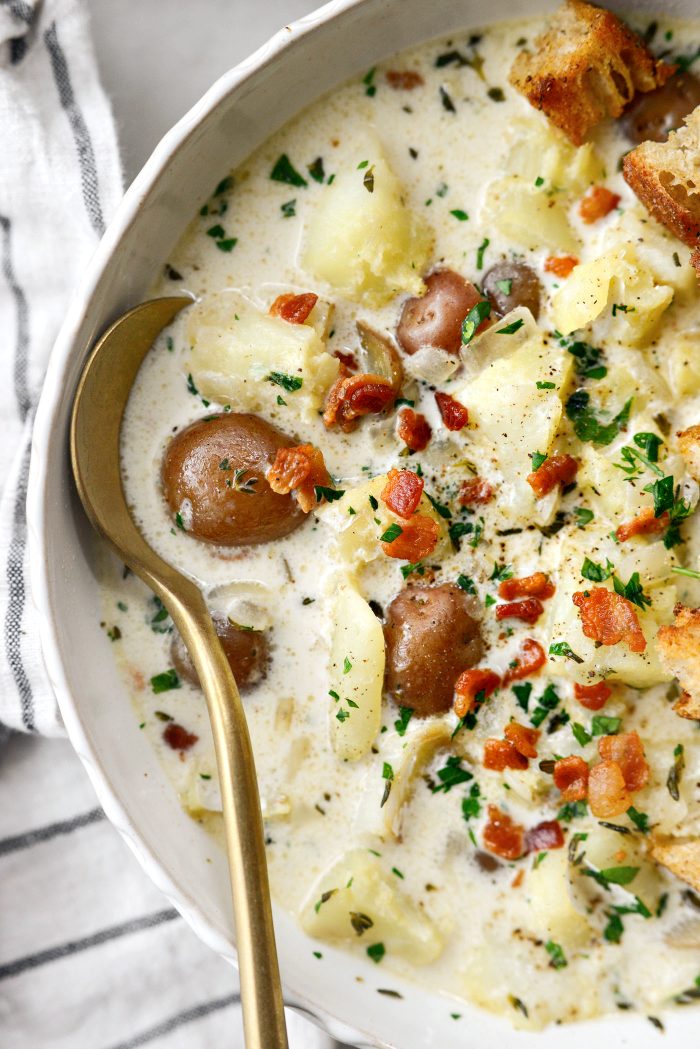 Fish Chowder with Old Bay Croutons
