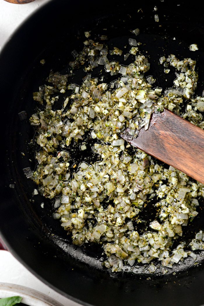 sautéed shallots and garlic