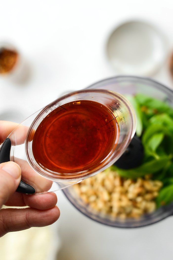 pour in sun-dried tomato oil