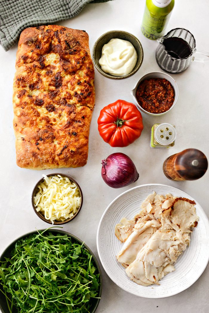 Toasted Sundried Tomato Pesto Chicken Focaccia Sandwich Ingredients