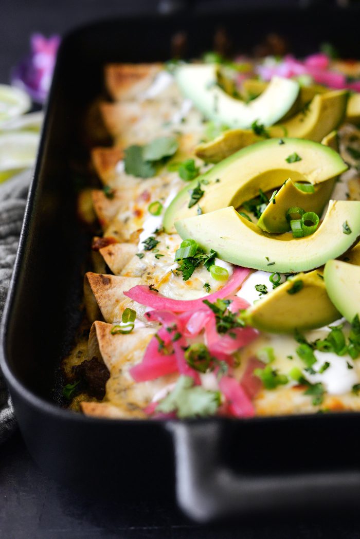 Cheesy Beef Enchiladas Verde