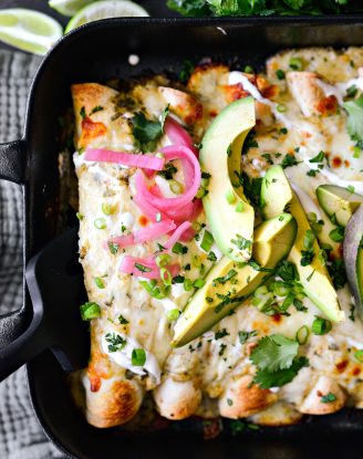 Cheesy Beef Enchiladas Verde
