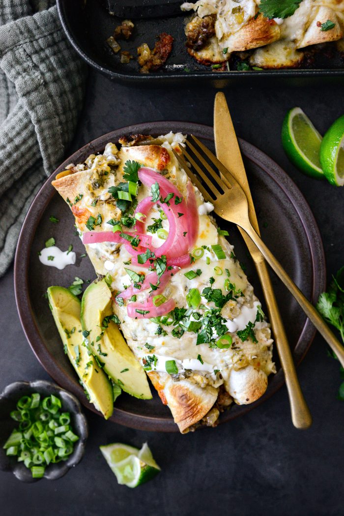 Cheesy Beef Enchiladas Verde
