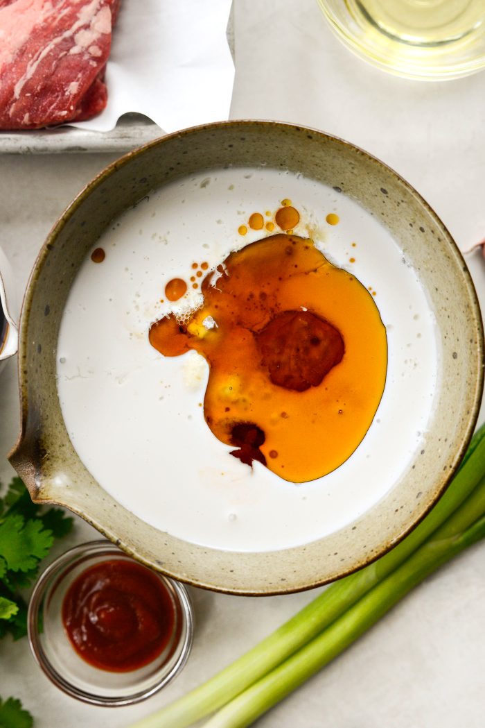 peanut sauce ingredients in a bowl