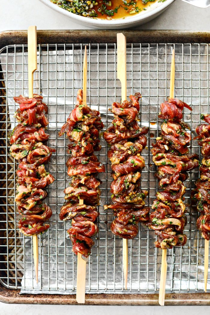 thread soaked skewers