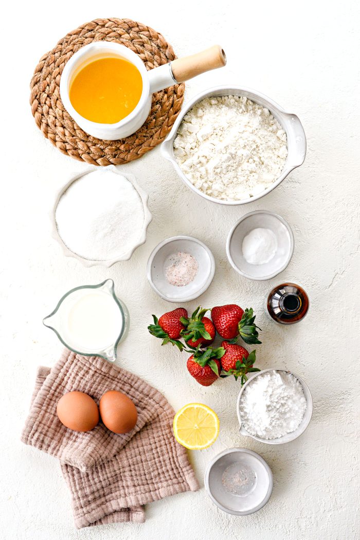 ingredients for Buttermilk Cake Doughnuts with Strawberry Glaze