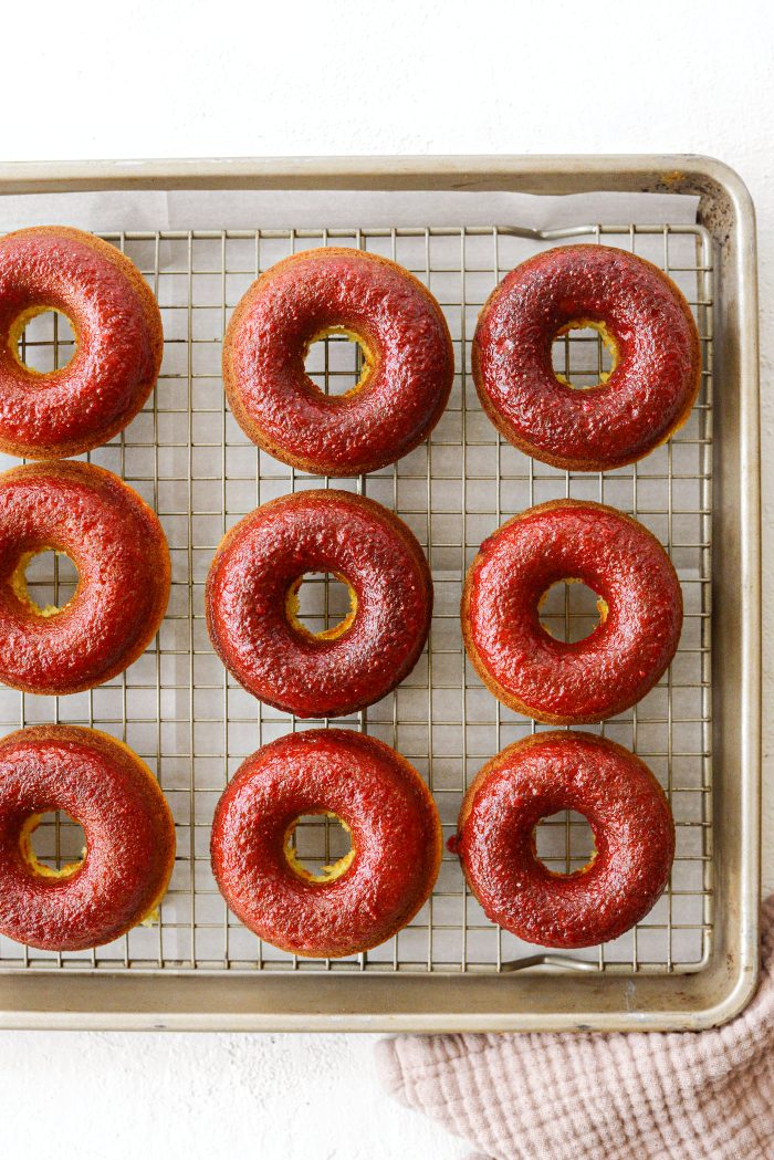 strawberry glazed cake doughnuts