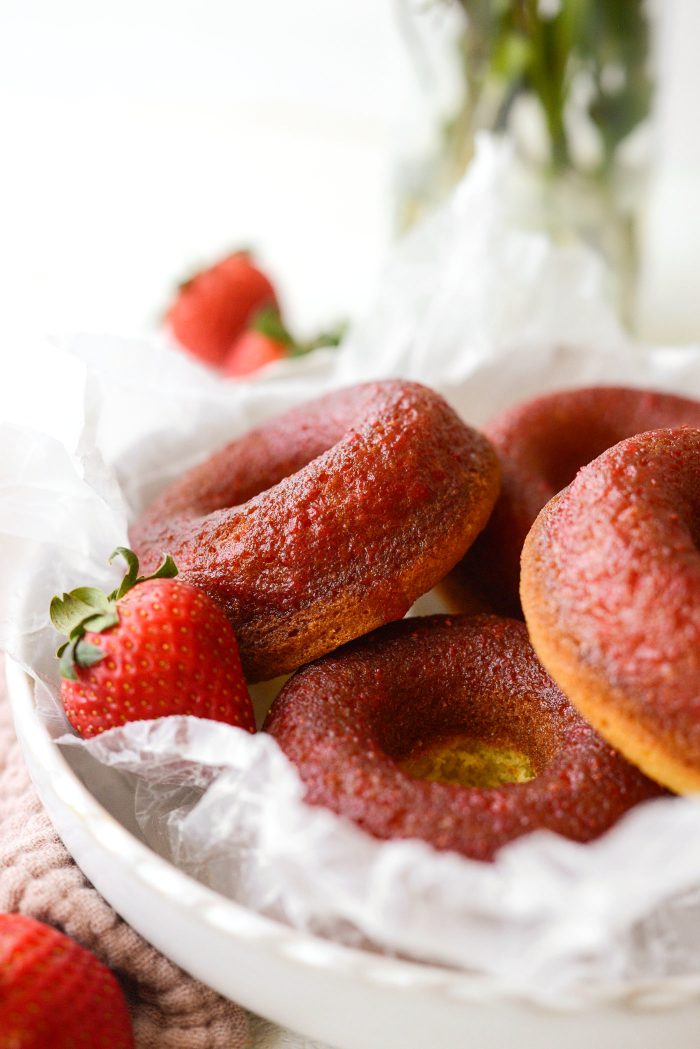 Buttermilk Cake Doughnuts with Strawberry Glaze