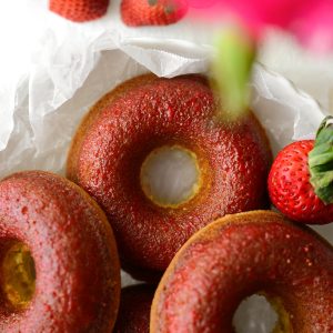 Buttermilk Cake Doughnuts with Strawberry Glaze
