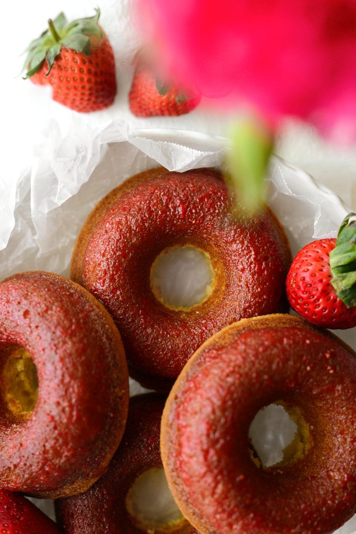 Buttermilk Cake Doughnuts with Strawberry Glaze