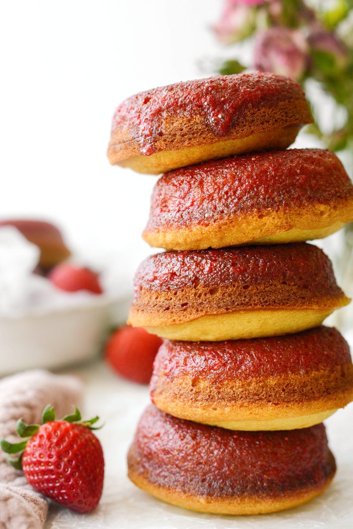 Buttermilk Cake Doughnuts with Strawberry Glaze