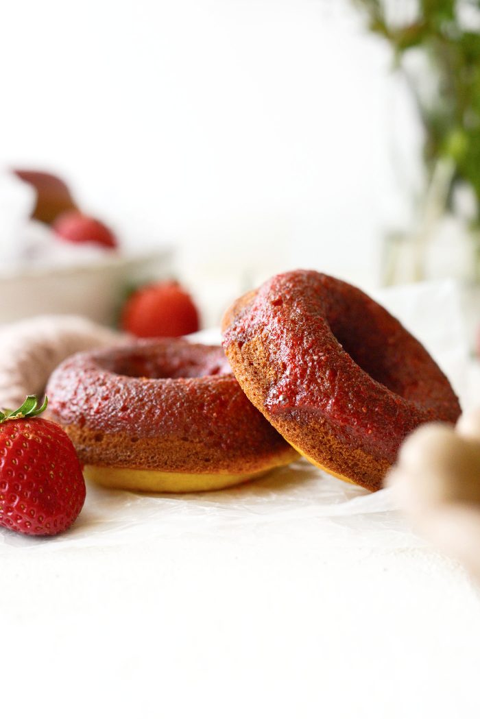 Buttermilk Cake Doughnuts with Strawberry Glaze