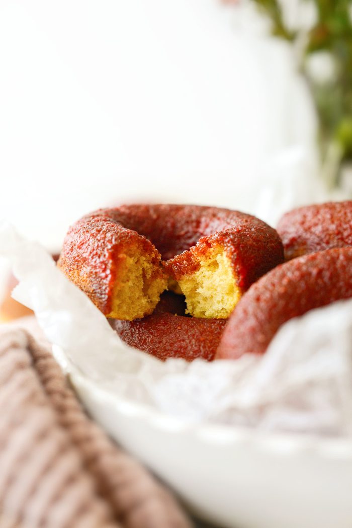 Buttermilk Cake Doughnuts with Strawberry Glaze