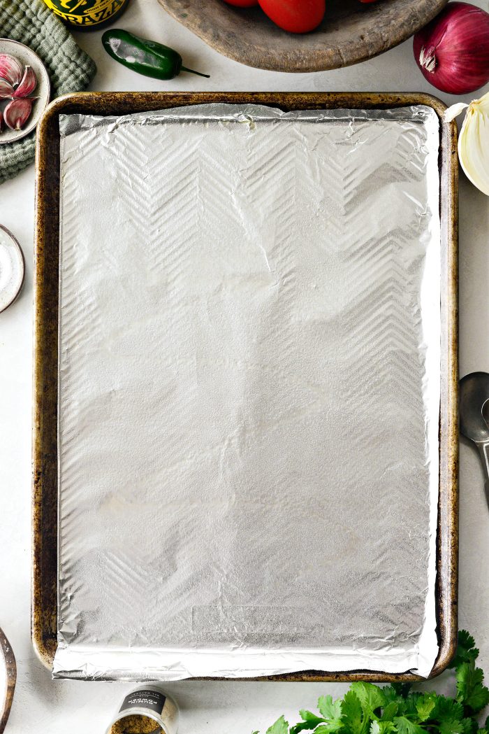 line pan and preheat broiler