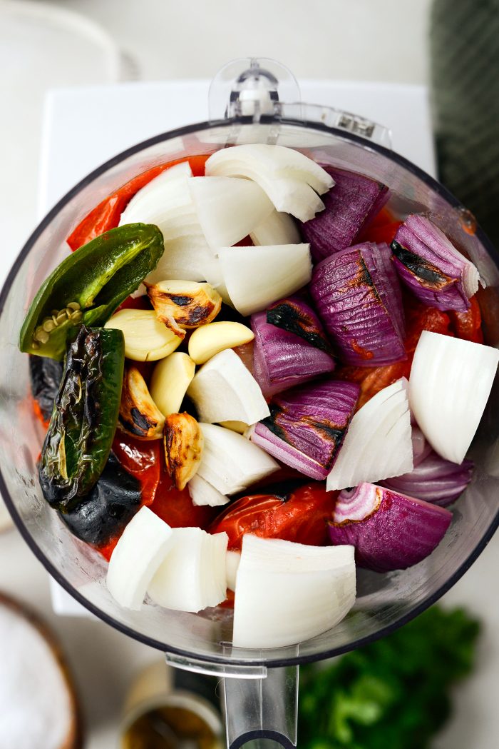 add tomatoes, both onions and garlic and jalapeno