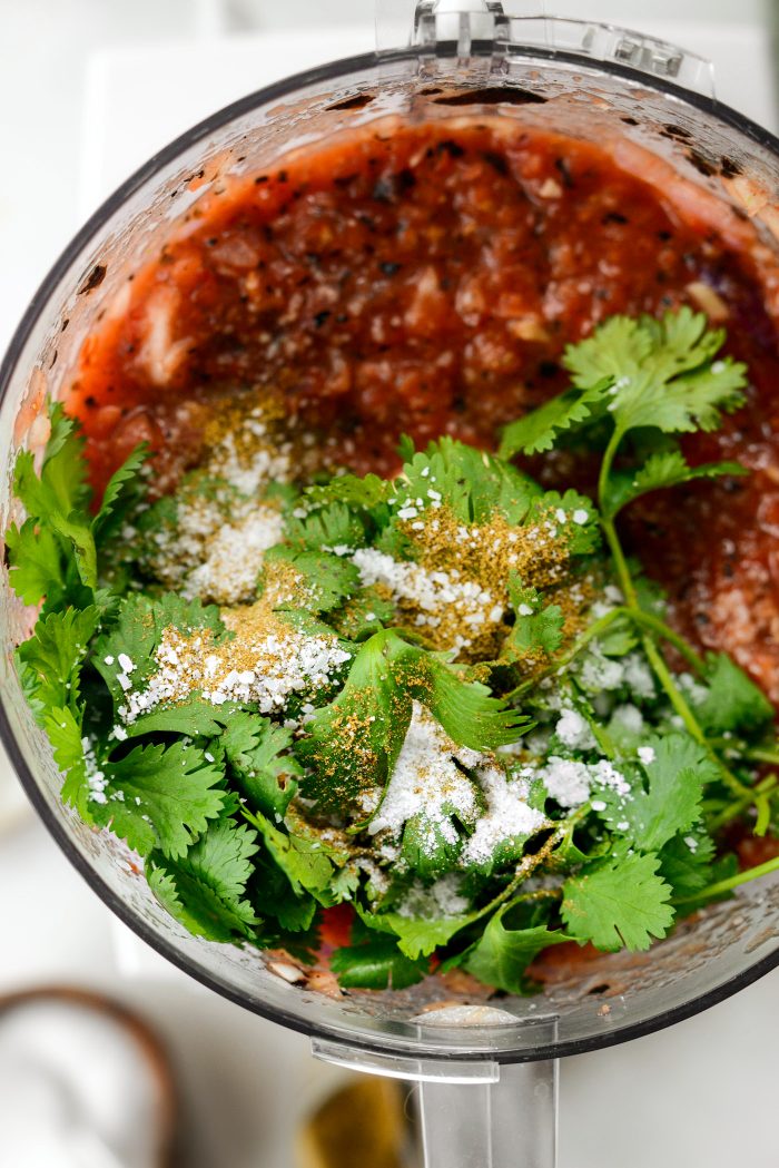 add lime juice, cilantro, cumin, salt and sugar