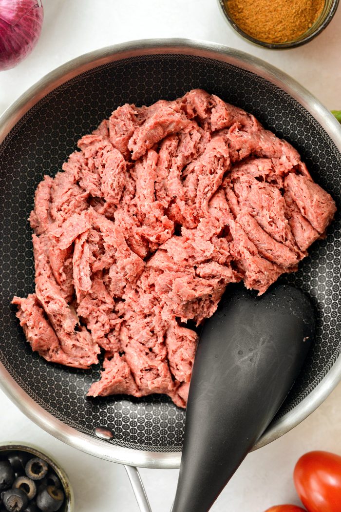 ground beef in skillet