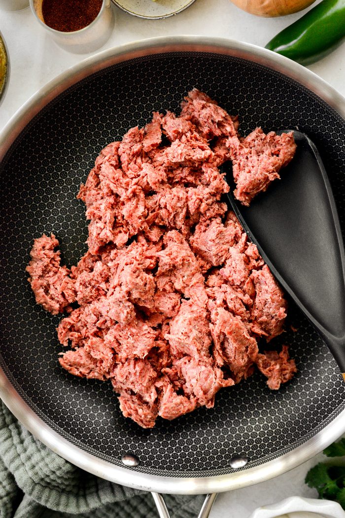 add ground beef to skillet
