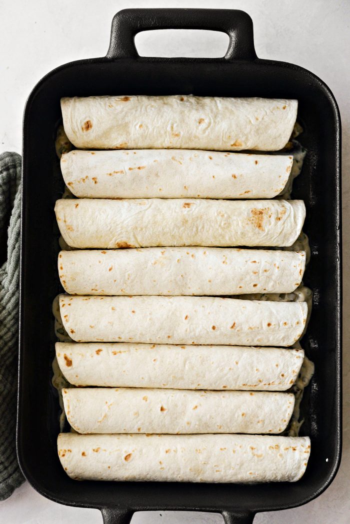 pan of rolled enchiladas