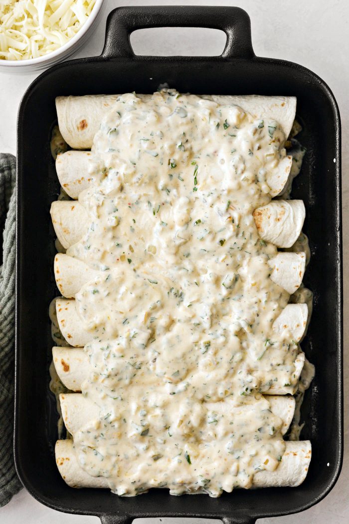 pour remaining sauce over top of the enchiladas