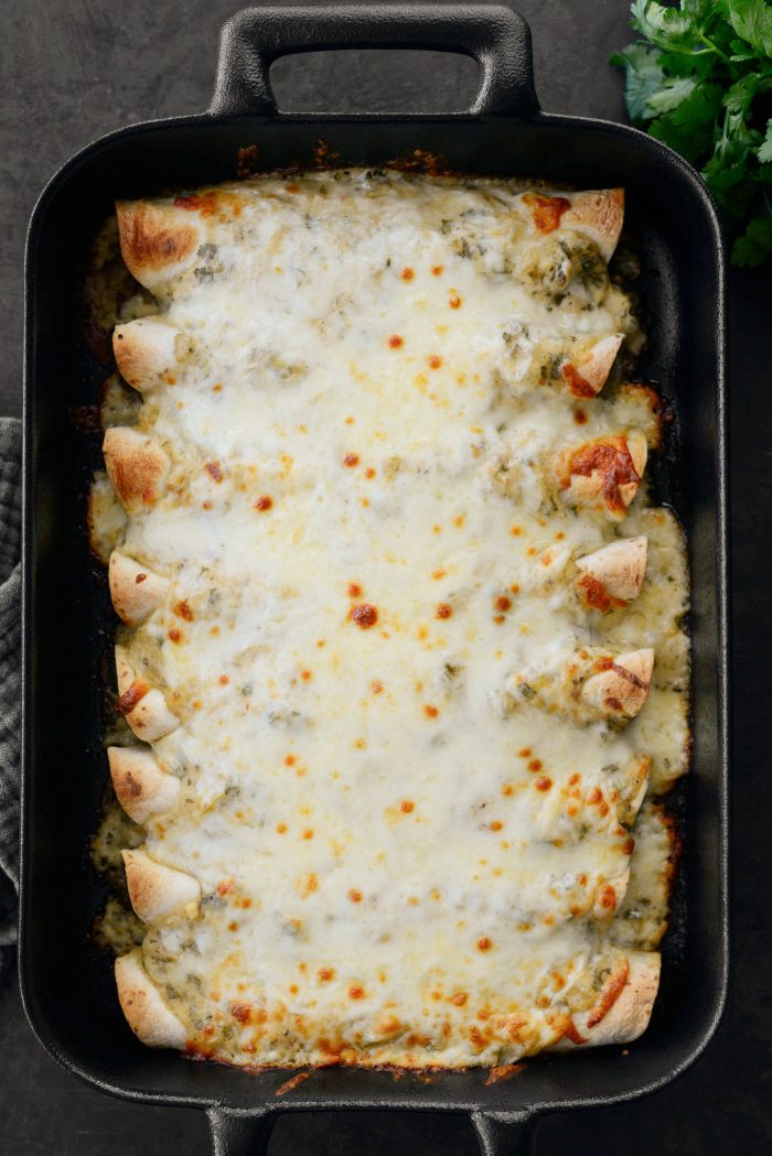 baked Cheesy Beef Enchiladas Verdes