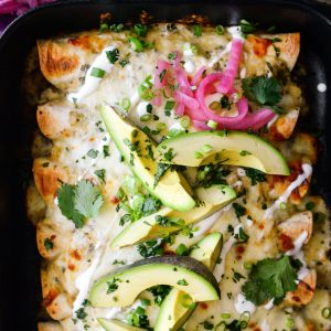 Cheesy Beef Enchiladas Verde