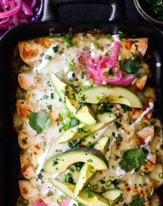 Cheesy Beef Enchiladas Verde