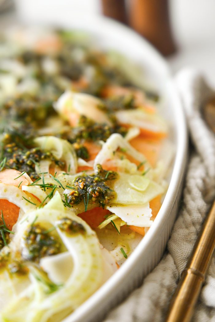 Melon fennel salad with pistachio oil