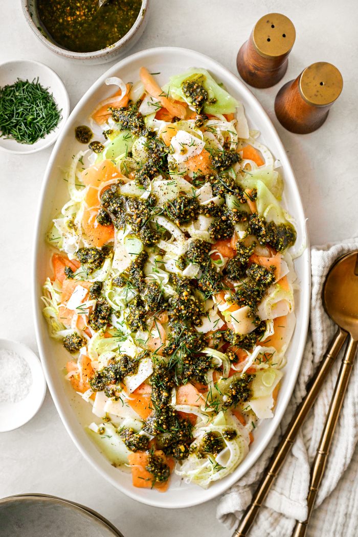 Melon fennel salad with pistachio oil