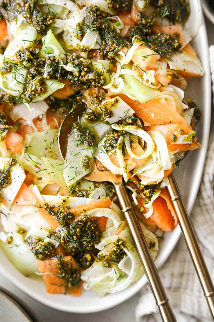 Melon fennel salad with pistachio oil
