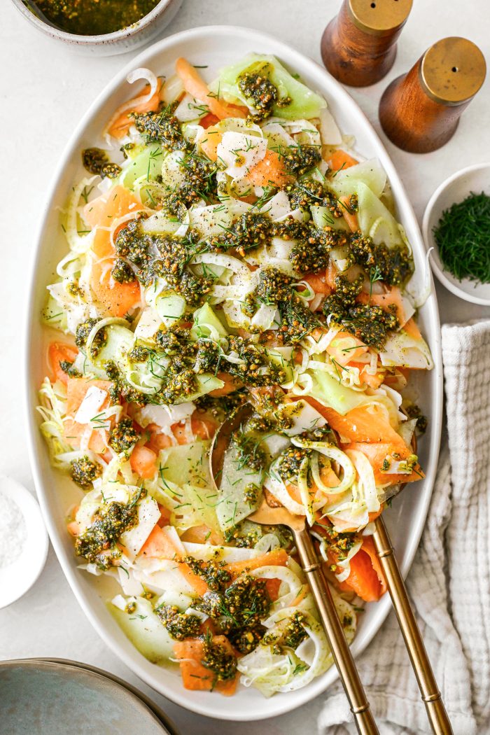 Melon fennel salad with pistachio oil