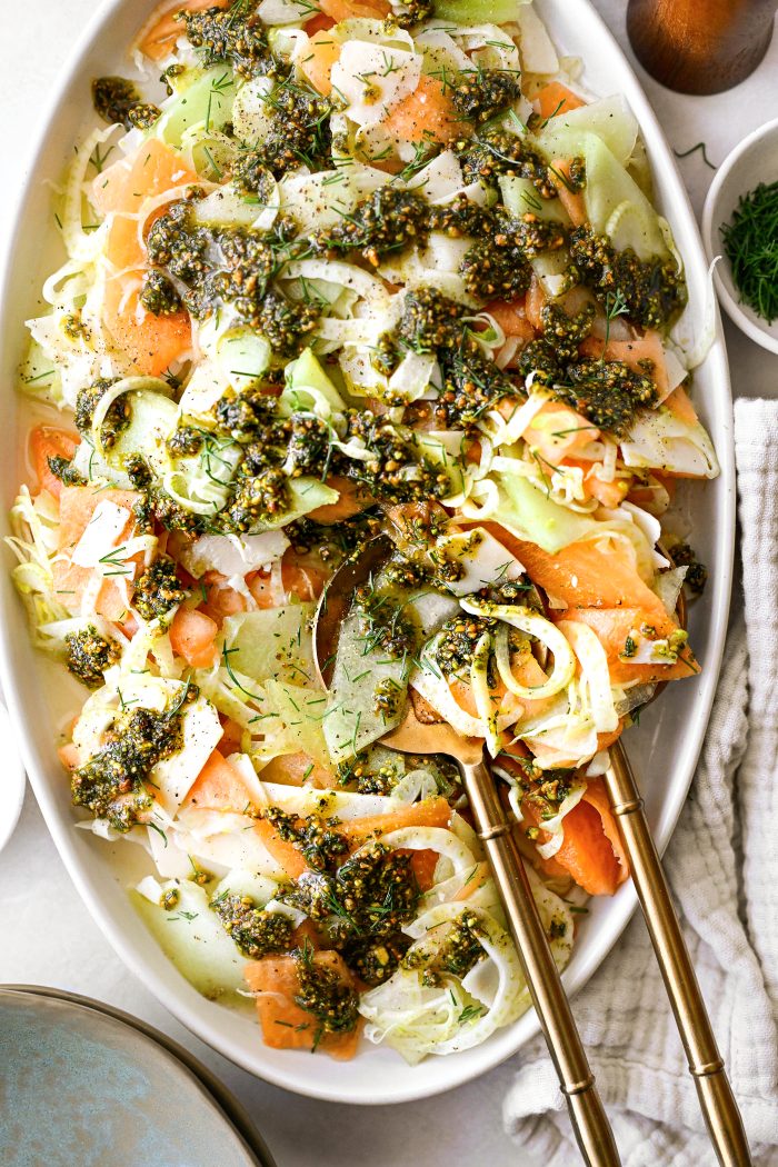 Melon fennel salad with pistachio oil