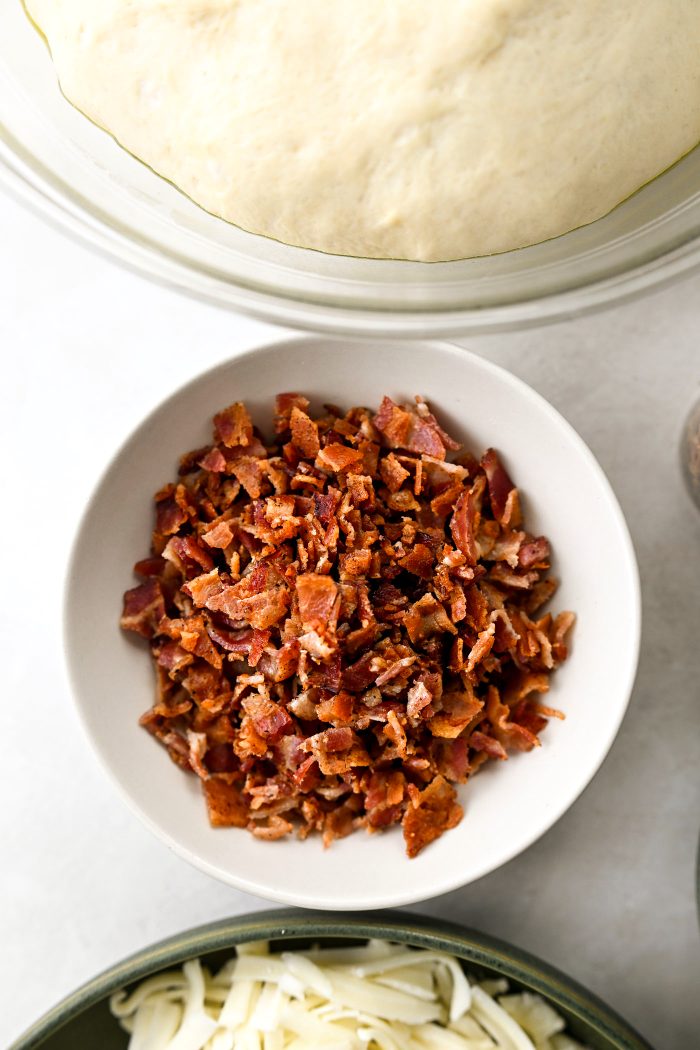 cook and chopped bacon