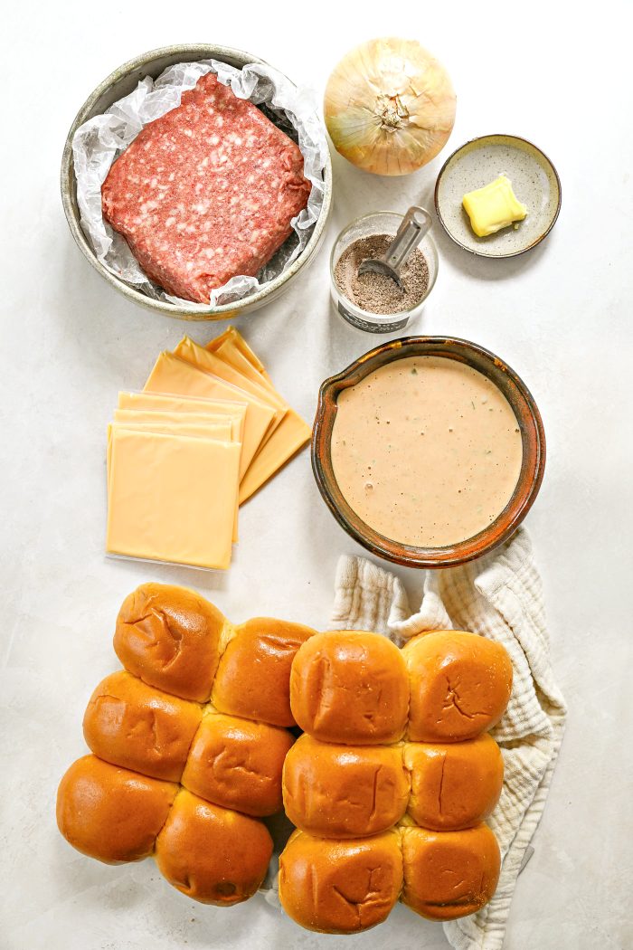 ingredients for In-N-Out Pull Apart Sliders